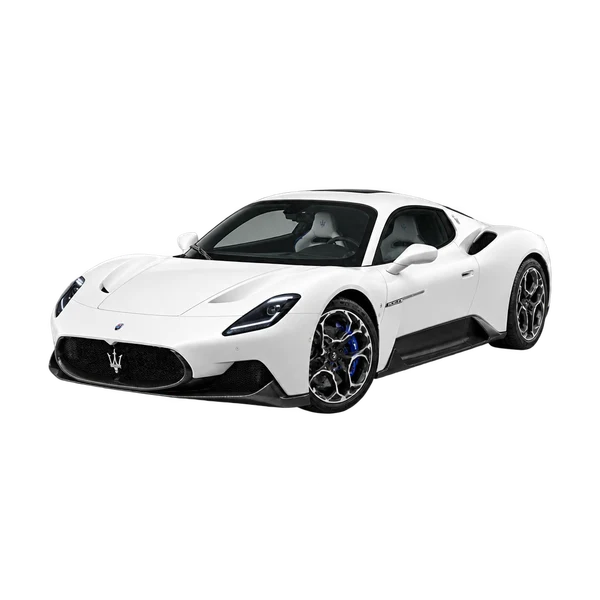 Maserati MC20 2022 branco, vista dianteira em três quartos (voltada para a esquerda)