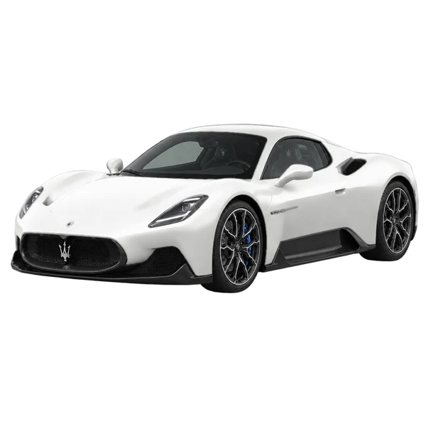 2023 Maserati MC20 in weiß, Ansicht: Dreiviertelansicht vorne (nach links gerichtet)