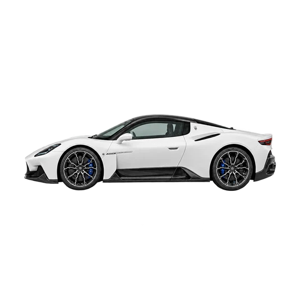2025 Maserati MC20 in weiß, Ansicht: Seite (nach links gerichtet)