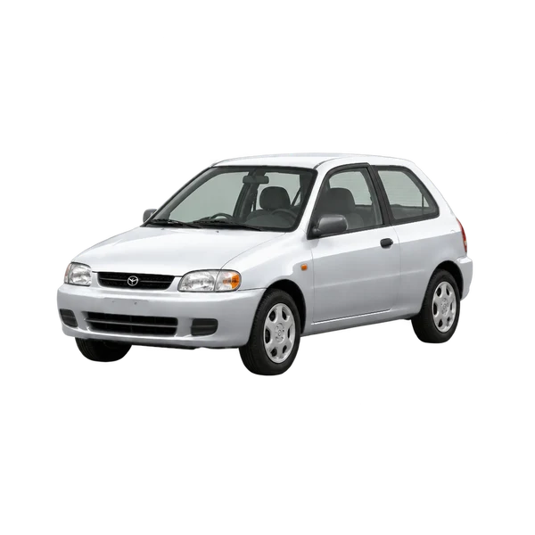1999 Mazda 121 in Silber, Ansicht: Dreiviertelansicht vorne (nach links gerichtet)