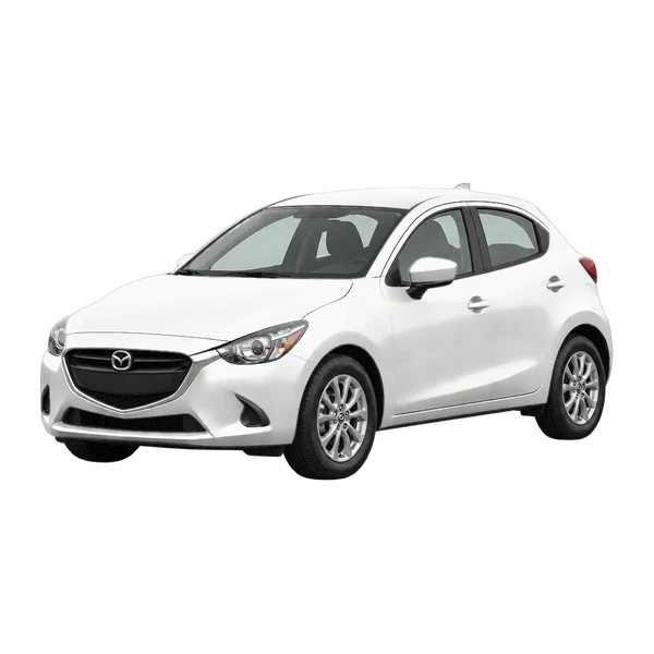 2021 Mazda 2 in weiß, Ansicht: Dreiviertelansicht vorne (nach links gerichtet)