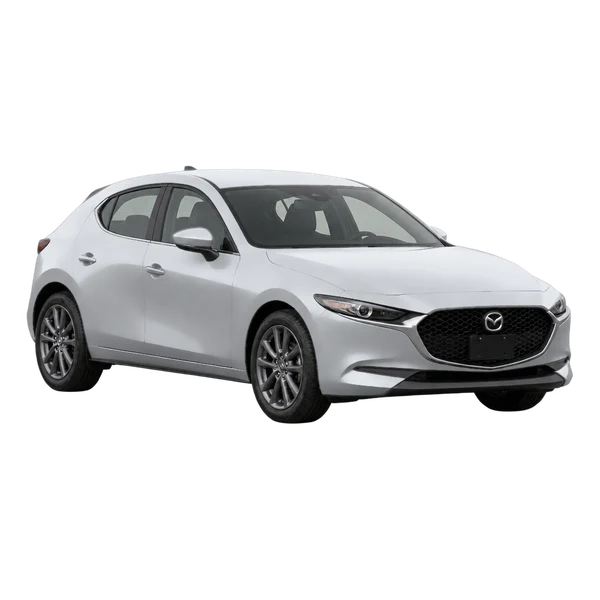 silver 2026 Mazda 3 5-Door 2WD front three-quarter (facing left) view