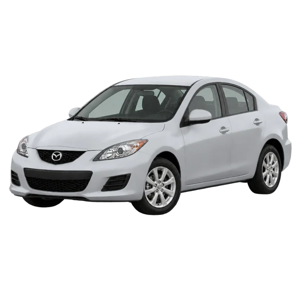 Mazda 3 2011 prata, vista dianteira em três quartos (voltada para a esquerda)