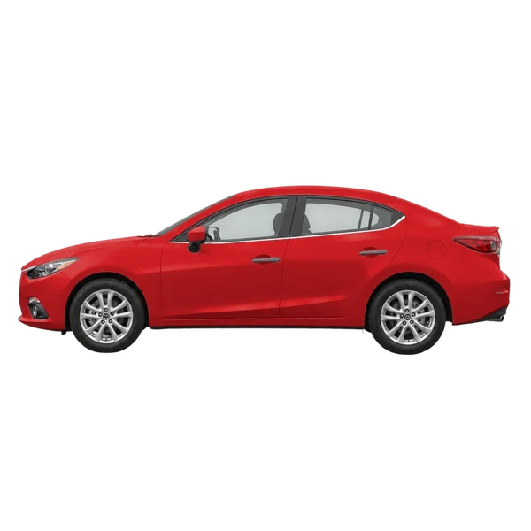 Mazda 3 2014 rouge, vue côté (vers la gauche)