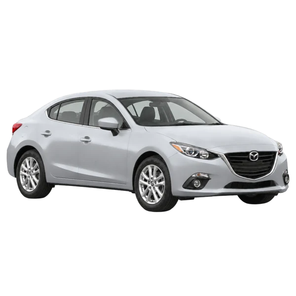 シルバーの2015 Mazda 3(フロントスリークォーター(右向き)ビュー)