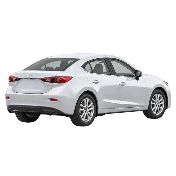 2018 Mazda 3 in Silber, Ansicht: Dreiviertelansicht hinten (nach rechts gewandt)