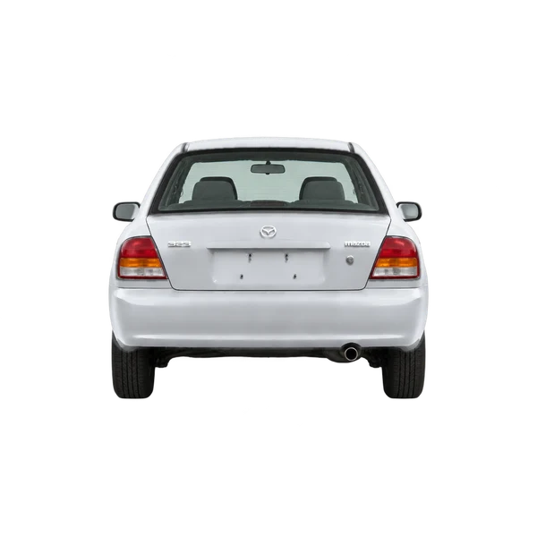 1996 Mazda 323 in Silber, Ansicht: Heck