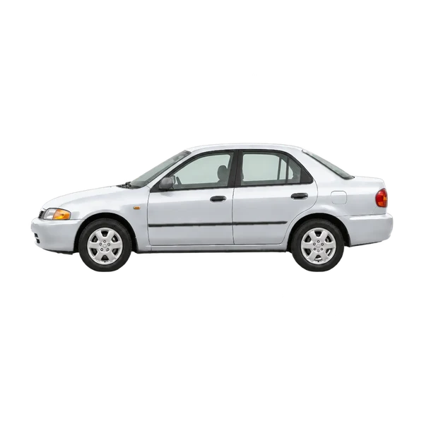 1996 Mazda 323 in Silber, Ansicht: Seite (nach links gerichtet)