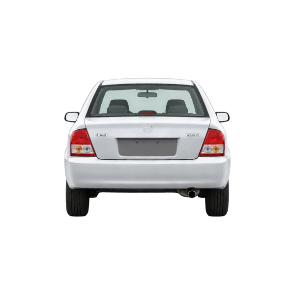 2001 Mazda 323 in Silber, Ansicht: Heck