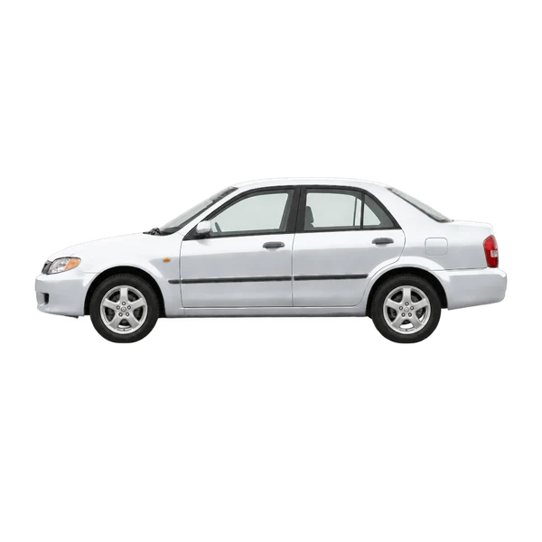 2001 Mazda 323 in Silber, Ansicht: Seite (nach links gerichtet)