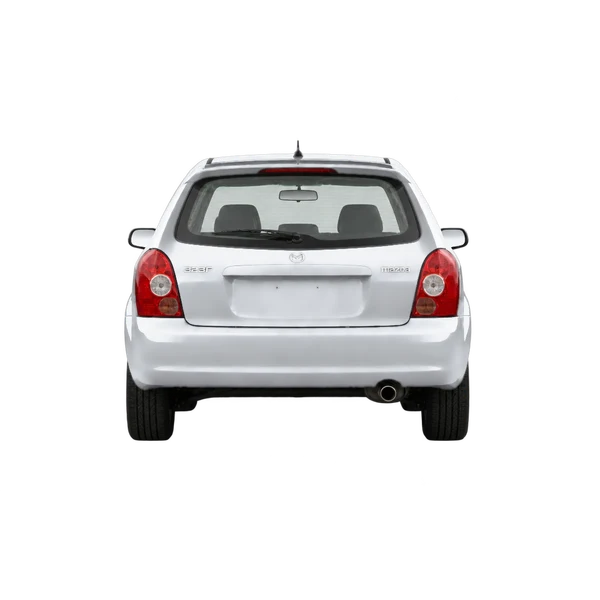 2001 Mazda 323F in Silber, Ansicht: Heck