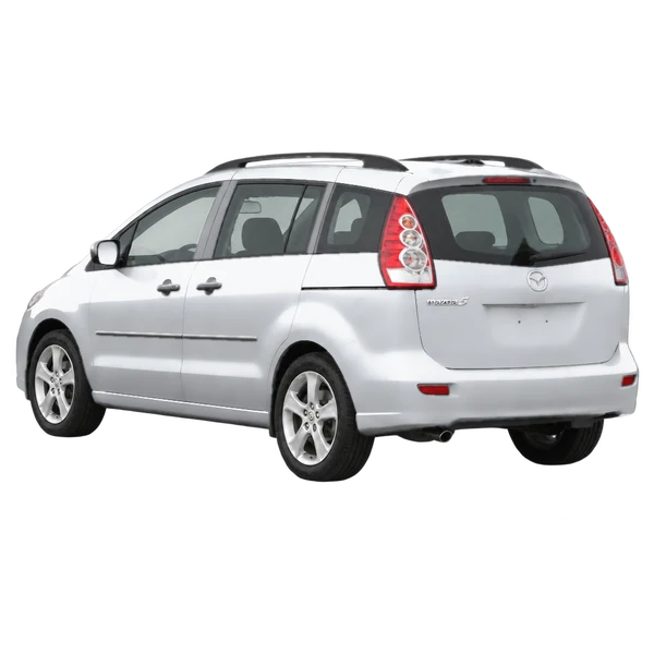 シルバーの2008 Mazda 5（リア斜め（左向き）ビュー）