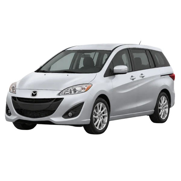 silver 2015 Mazda 5 front three-quarter (facing left) view