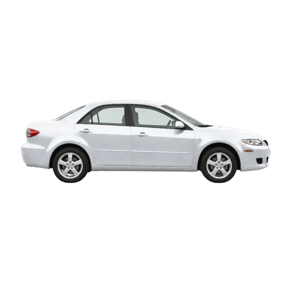 Mazda 6 2004 باللون فضي، منظر منظر جانبي (باتجاه اليمين)