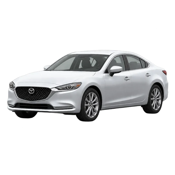 シルバーの2019 Mazda 6（フロントスリークォーター(左向き)ビュー）