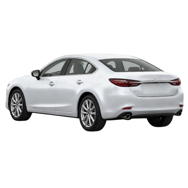 シルバーの2019 Mazda 6（リア斜め（左向き）ビュー）