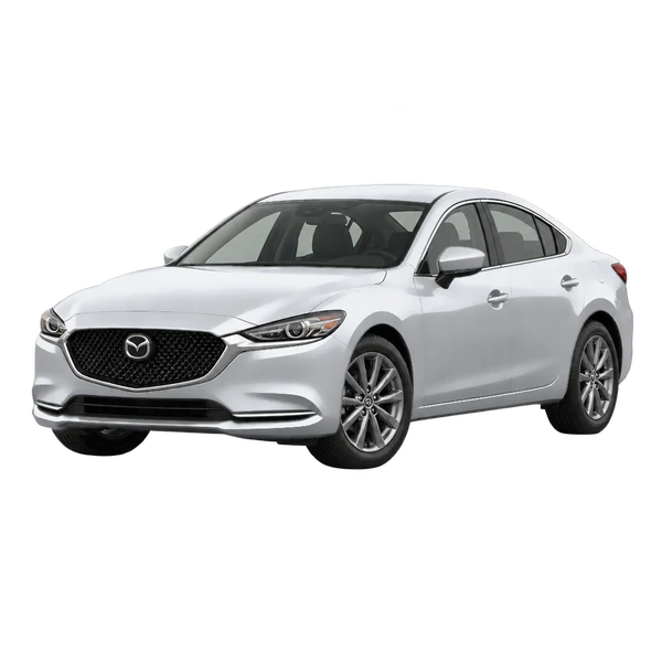 シルバーの2021 Mazda 6（フロントスリークォーター(左向き)ビュー）