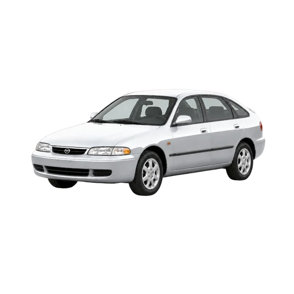 silver 1997 Mazda 626 Hatchback 1.8I GLX front three-quarter (facing left) view