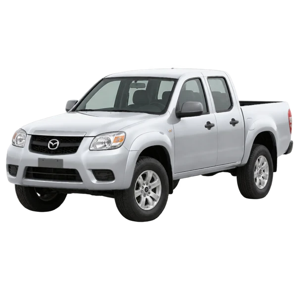 Mazda BT-50 2009 en plateado, vista frontal tres cuartos (hacia la izquierda)