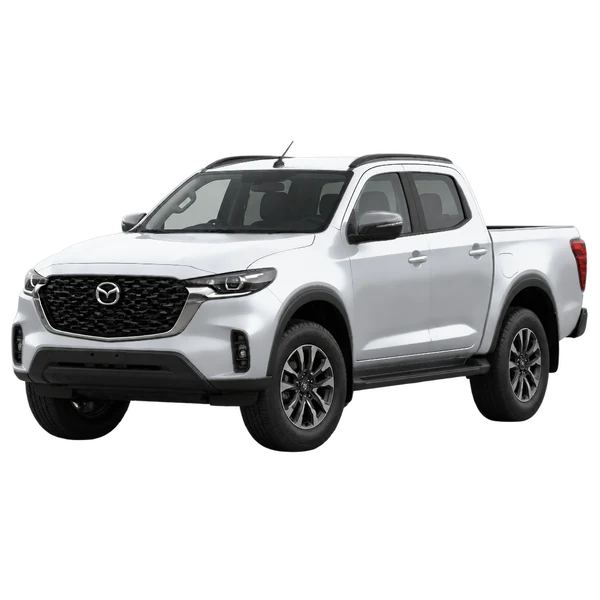 silver 2025 Mazda BT-50 front three-quarter (facing left) view