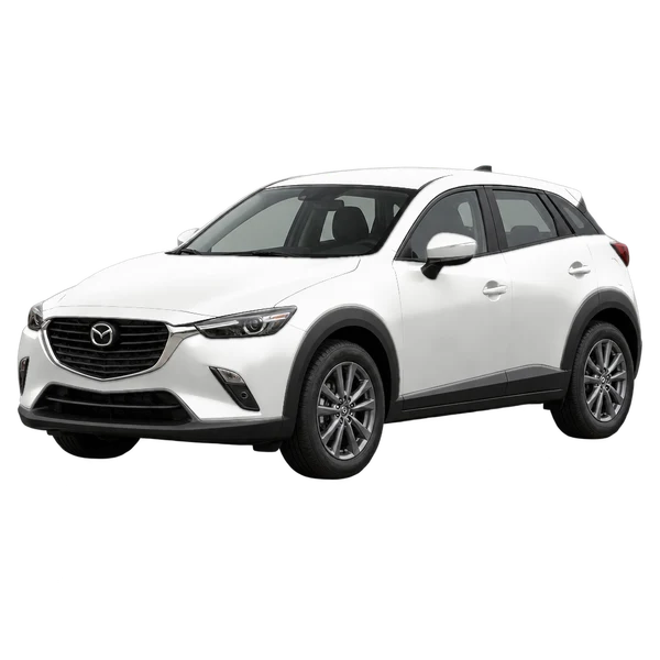 ホワイトの2025 Mazda CX-3（フロントスリークォーター(左向き)ビュー）