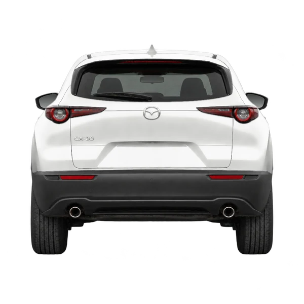 Mazda CX-30 2022 باللون أبيض، منظر من الخلف