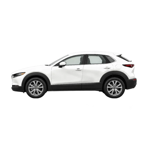 Mazda CX-30 2022 باللون أبيض، منظر جانبي (متجه إلى اليسار)