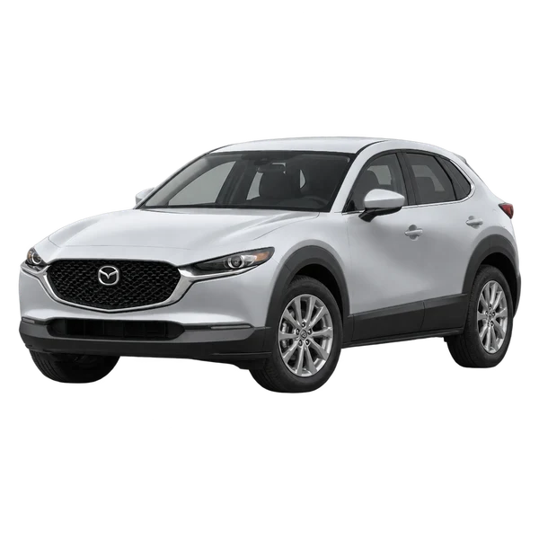 Mazda CX-30 2023 prata, vista dianteira em três quartos (voltada para a esquerda)
