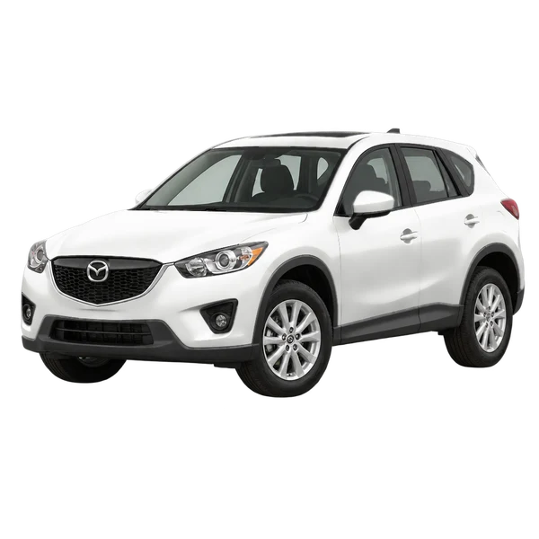 Mazda CX-5 2015 باللون أبيض، منظر منظر أمامي بزاوية ثلاثة أرباع (متجه لليسار)