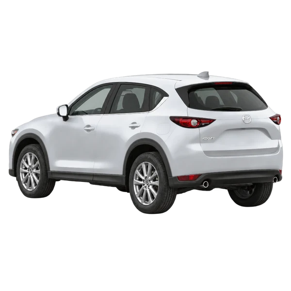 2021 Mazda CX-5 in Silber, Ansicht: Dreiviertelansicht von hinten (nach links gerichtet)
