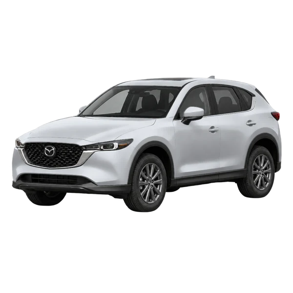 silver 2023 Mazda CX-5 front three-quarter (facing left) view