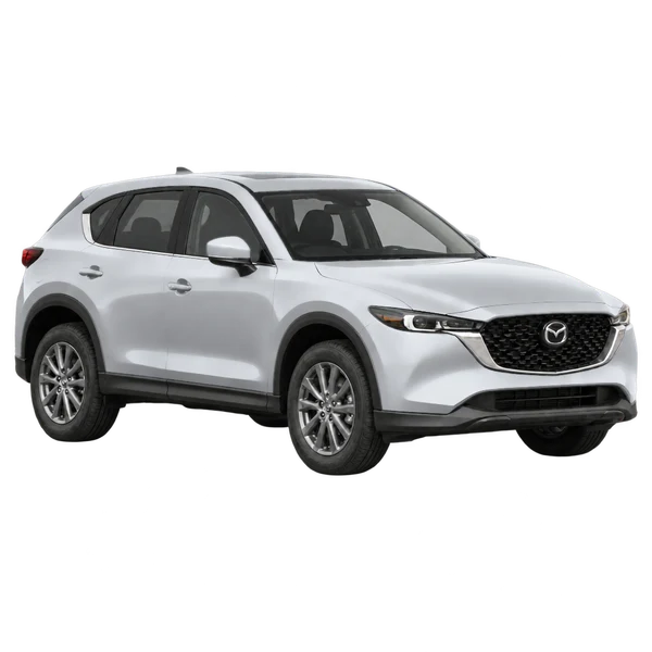 Mazda CX-5 2024 en plateado, vista tres cuartos frontal (mirando a la derecha)