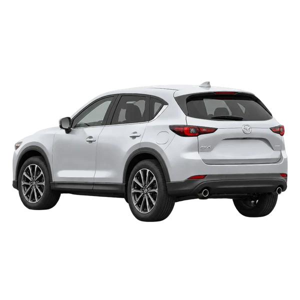 silver 2026 Mazda CX-5 rear three-quarter (facing left) view
