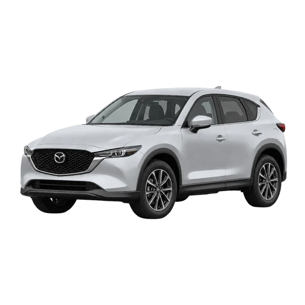 2027 Mazda CX-5 in Silber, Ansicht: Dreiviertelansicht vorne (nach links gerichtet)