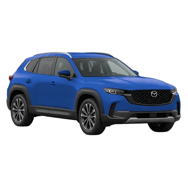 blue 2023 Mazda CX-50 front three-quarter (facing left) view