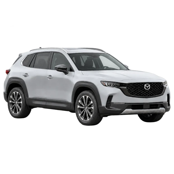 Mazda CX-50 2024 prata, vista três quartos dianteiro (voltado para a direita)