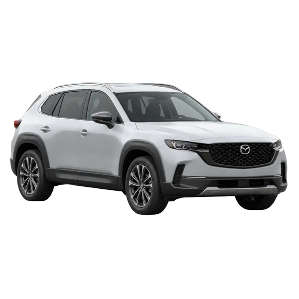 Mazda CX-50 2025 prata, vista dianteira em três quartos (voltada para a esquerda)