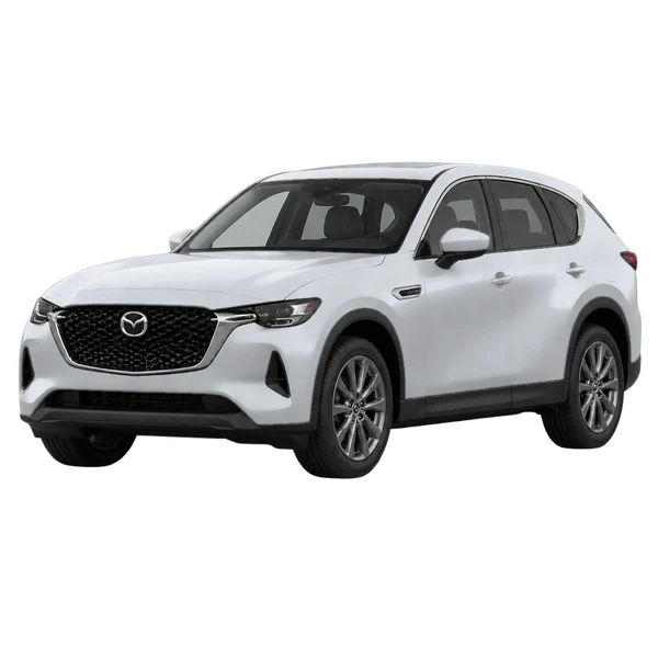 Mazda CX-60 2024 en plateado, vista frontal tres cuartos (hacia la izquierda)