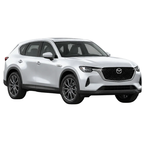 2025 Mazda CX-60 in Silber, Ansicht: Dreiviertelansicht vorne (nach links gerichtet)