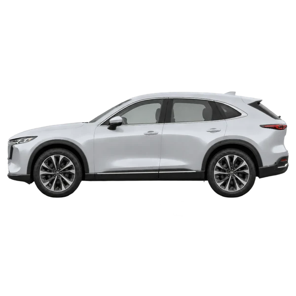 Mazda CX-6E 2026 باللون فضي، منظر جانبي (متجه إلى اليسار)