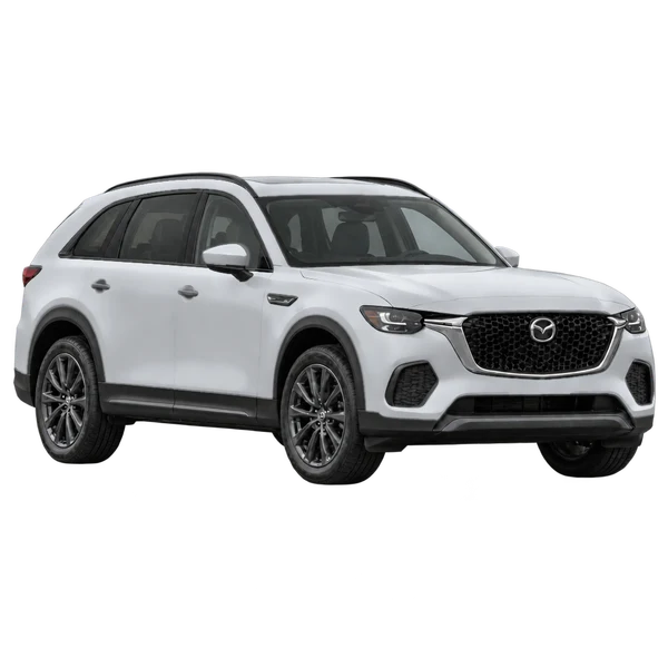 シルバーの2025 Mazda CX-70（フロントスリークォーター（右向き）ビュー）