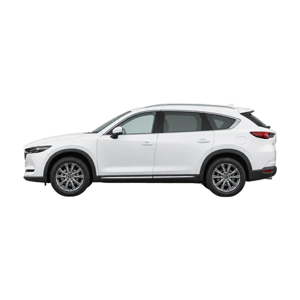 Mazda CX-8 2018 باللون أبيض، منظر جانبي (متجه إلى اليسار)