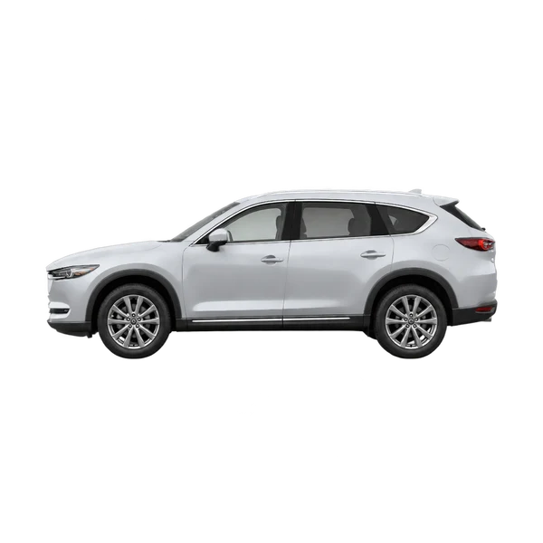 Mazda CX-8 2021 باللون فضي، منظر جانبي (متجه إلى اليسار)