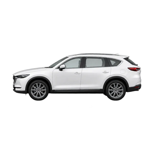 Mazda CX-8 2026 باللون أبيض، منظر جانبي (متجه إلى اليسار)