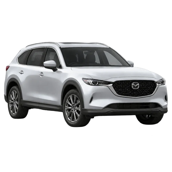 2024 Mazda CX-80 in Silber, Ansicht: Dreiviertelansicht vorne (nach links gerichtet)