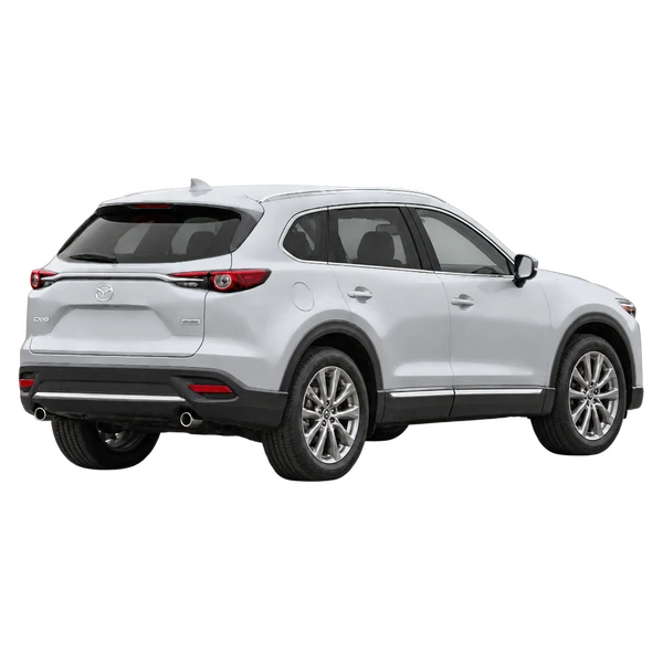 2021 Mazda CX-9 in Silber, Ansicht: Dreiviertelansicht hinten (nach rechts gewandt)