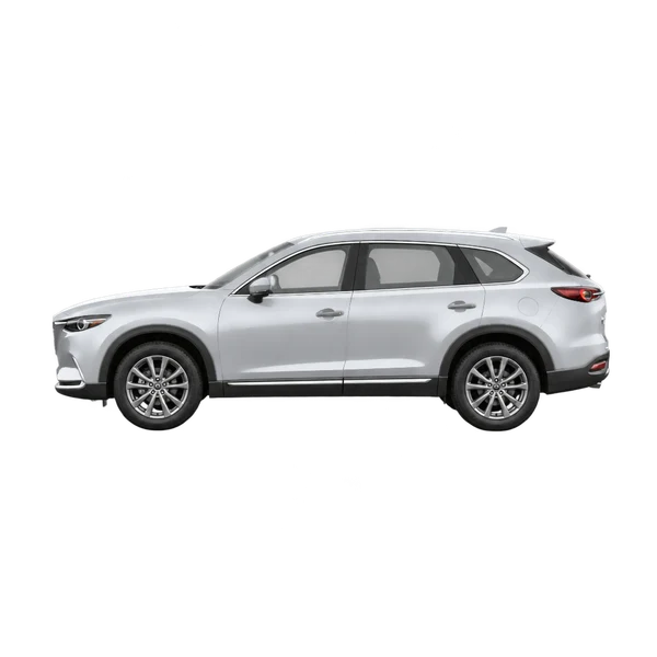 Mazda CX-9 2024 باللون فضي، منظر جانبي (متجه إلى اليسار)