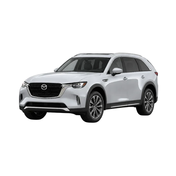 silver 2023 Mazda CX-90 front three-quarter (facing left) view