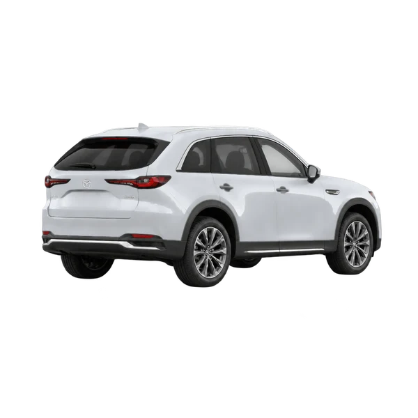 silver 2023 Mazda CX-90 rear three-quarter (facing right) view