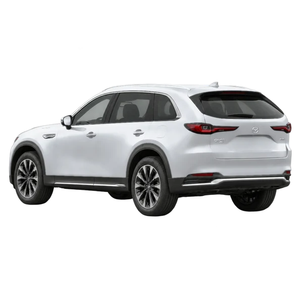 silver 2024 Mazda CX-90 rear three-quarter (facing left) view